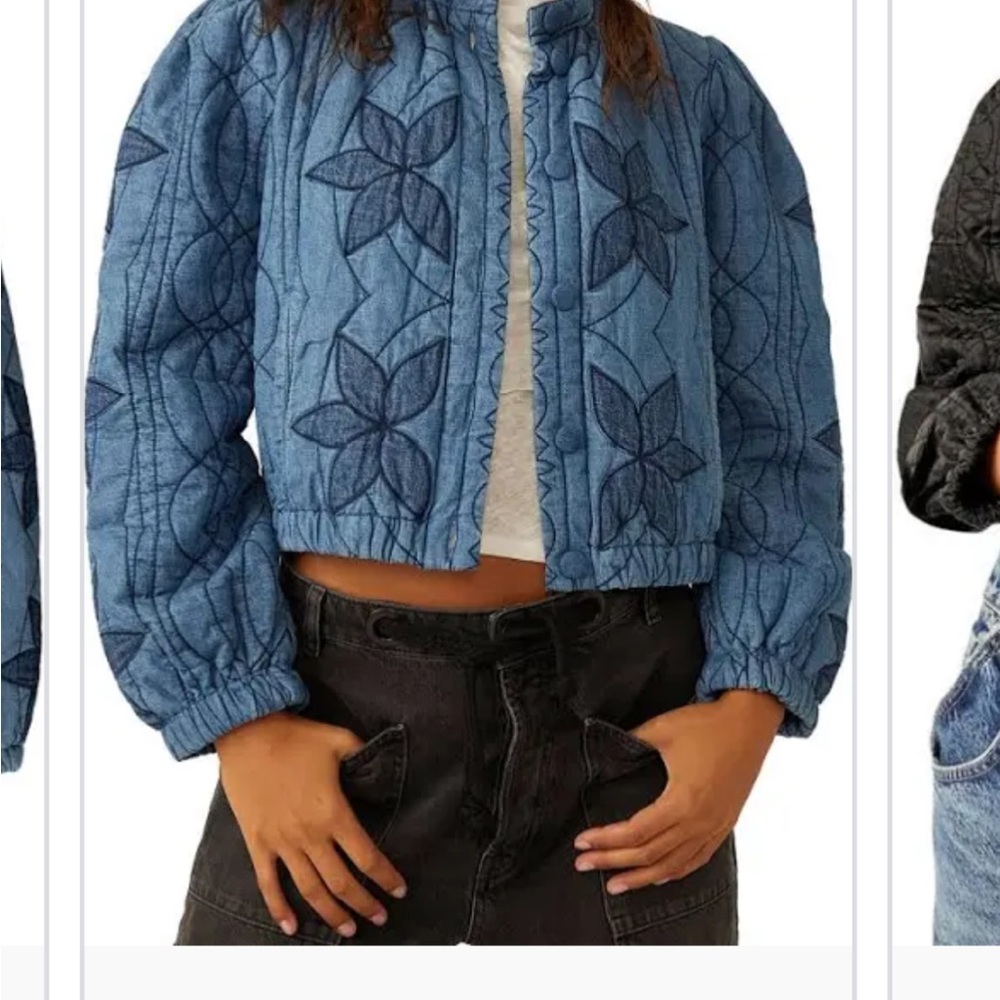 Free People Blue Quilted Jacket
